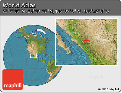 Satellite Location Map of the Area around 25° 22' 6" N, 106° 10' 30" W