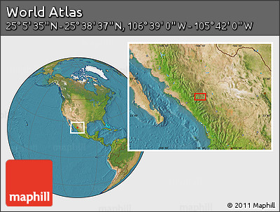 Satellite Location Map of the Area around 25° 22' 6" N, 106° 10' 30" W