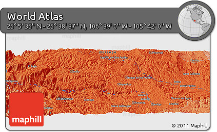 Political Panoramic Map of the Area around 25° 22' 6" N, 106° 10' 30" W
