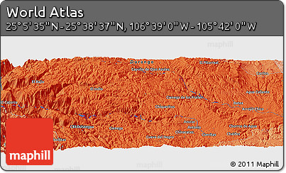 Political Panoramic Map of the Area around 25° 22' 6" N, 106° 10' 30" W