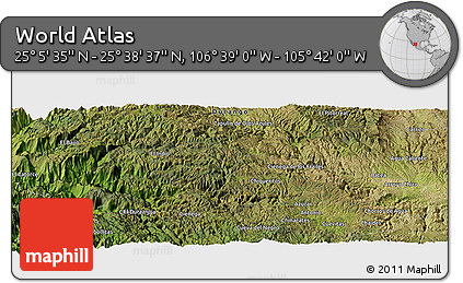 Satellite Panoramic Map of the Area around 25° 22' 6" N, 106° 10' 30" W