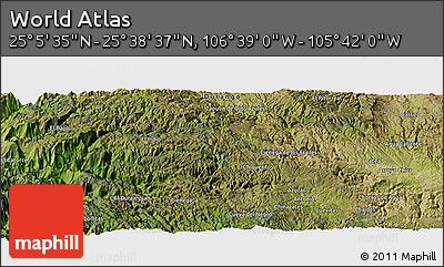 Satellite Panoramic Map of the Area around 25° 22' 6" N, 106° 10' 30" W