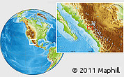 Physical Location Map of the area around 25° 22' 6" N, 107° 1' 30" W