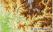 Physical Map of the area around 25° 22' 6" N, 107° 1' 30" W