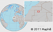 Gray Location Map of the area around 25° 22' 6" N, 10° 7' 30" W