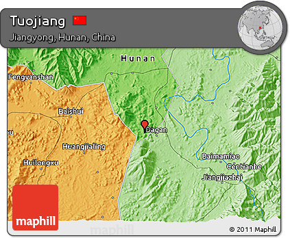 Political 3D Map of Tuojiang