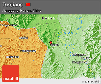 Political 3D Map of Tuojiang