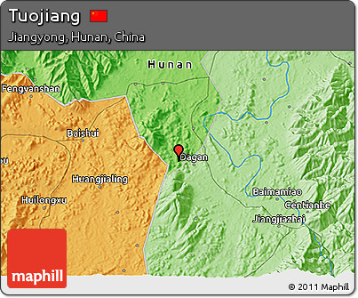 Political 3D Map of Tuojiang