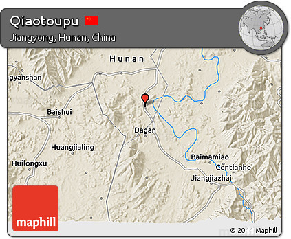 Shaded Relief 3D Map of Qiaotoupu