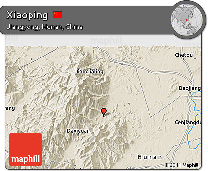 Shaded Relief 3D Map of Xiaoping