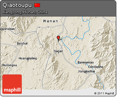 Shaded Relief 3D Map of Qiaotoupu