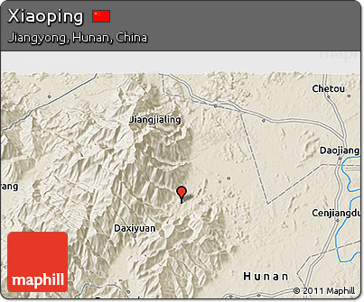 Shaded Relief 3D Map of Xiaoping