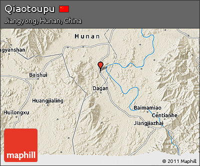 Shaded Relief 3D Map of Qiaotoupu