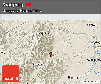 Shaded Relief 3D Map of Xiaoping