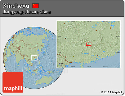 Savanna Style Location Map of Xinchexu, hill shading