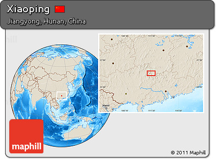 Shaded Relief Location Map of Xiaoping
