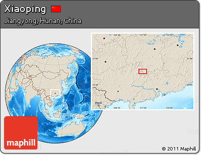 Shaded Relief Location Map of Xiaoping