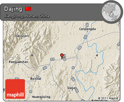 Shaded Relief Map of Dajing