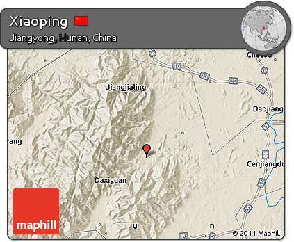 Shaded Relief Map of Xiaoping
