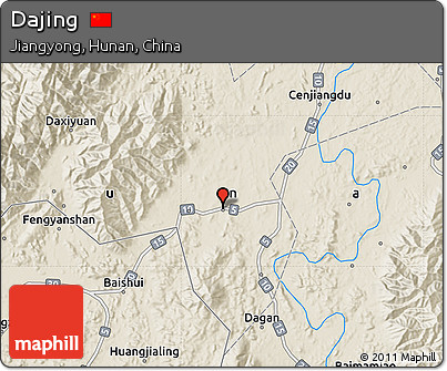 Shaded Relief Map of Dajing
