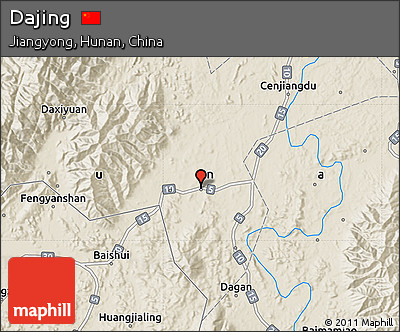 Shaded Relief Map of Dajing