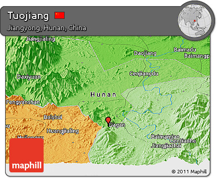 Political Panoramic Map of Tuojiang