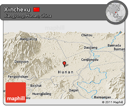 Shaded Relief Panoramic Map of Xinchexu