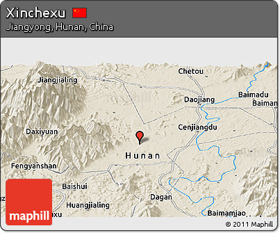 Shaded Relief Panoramic Map of Xinchexu