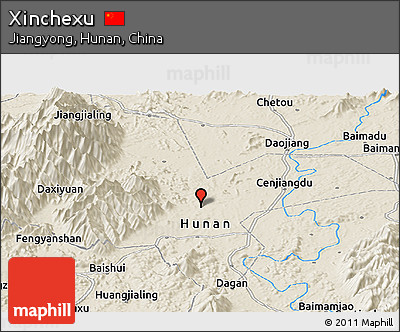 Shaded Relief Panoramic Map of Xinchexu