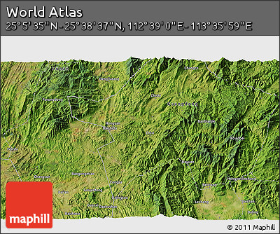 Satellite 3D Map of the Area around 25° 22' 6" N, 113° 7' 30" E