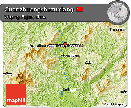 Physical 3D Map of Guanzhuangshezuxiang