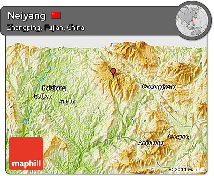 Physical 3D Map of Neiyang