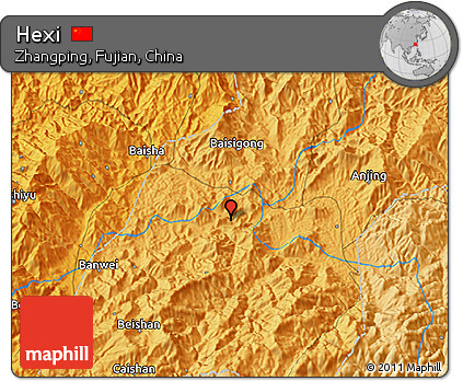 Political 3D Map of Hexi