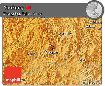 Political 3D Map of Yaokeng