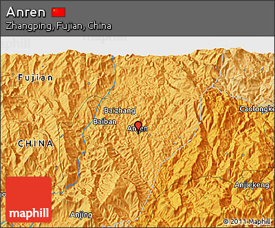 Political 3D Map of Anren