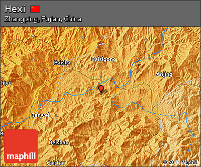 Political 3D Map of Hexi
