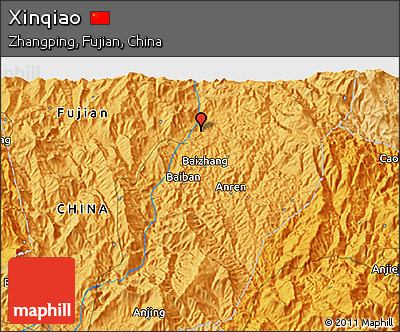Political 3D Map of Xinqiao