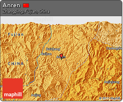 Political 3D Map of Anren