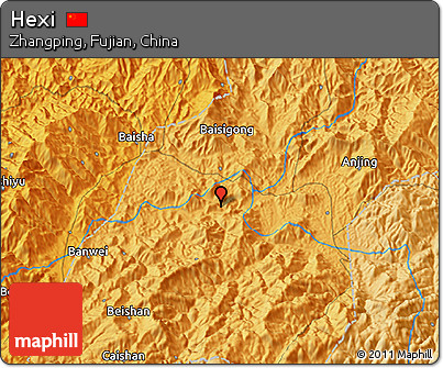 Political 3D Map of Hexi