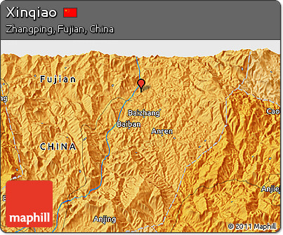 Political 3D Map of Xinqiao