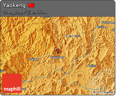 Political 3D Map of Yaokeng