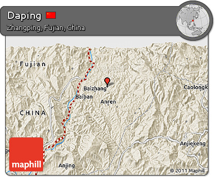 Shaded Relief 3D Map of Daping