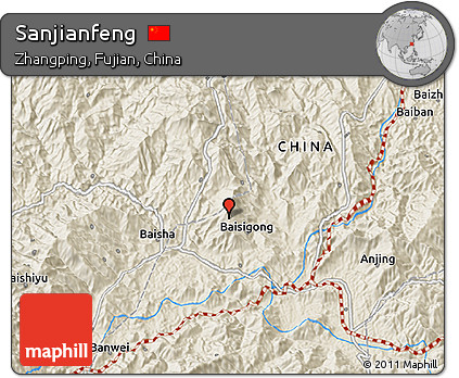 Shaded Relief 3D Map of Sanjianfeng