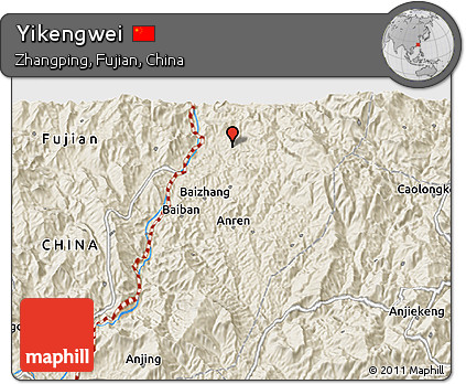 Shaded Relief 3D Map of Yikengwei