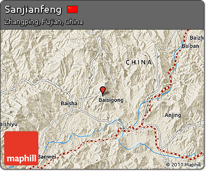 Shaded Relief 3D Map of Sanjianfeng