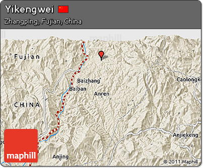 Shaded Relief 3D Map of Yikengwei