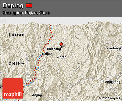 Shaded Relief 3D Map of Daping