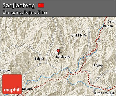 Shaded Relief 3D Map of Sanjianfeng