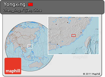 Gray Location Map of Yongxing, hill shading