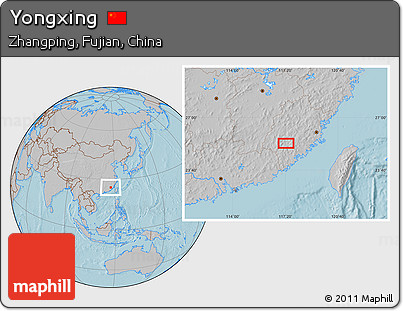 Gray Location Map of Yongxing, hill shading
